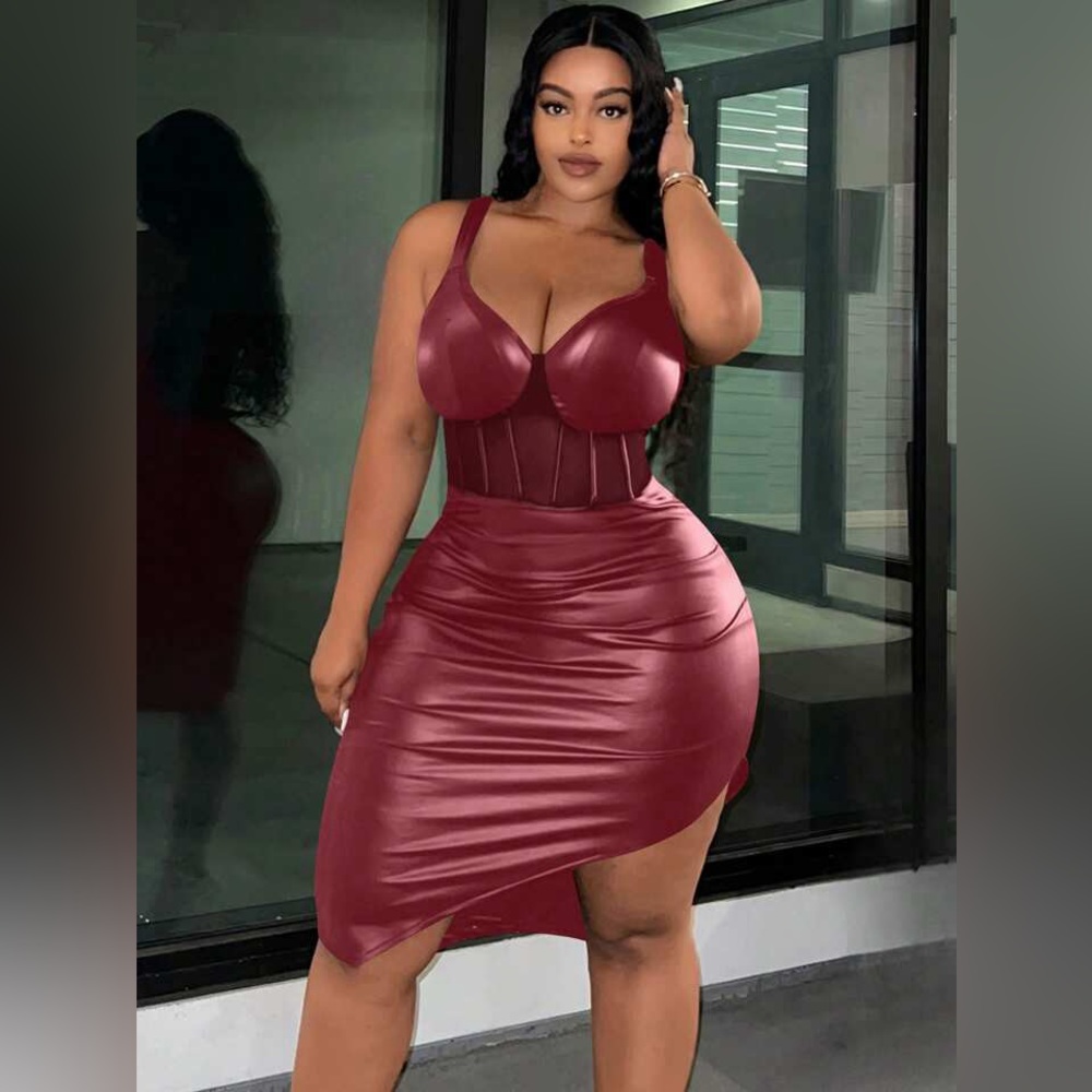 SHEIN Slayr Plus Size Women's Sexy Irregular Hem Strappy Dress